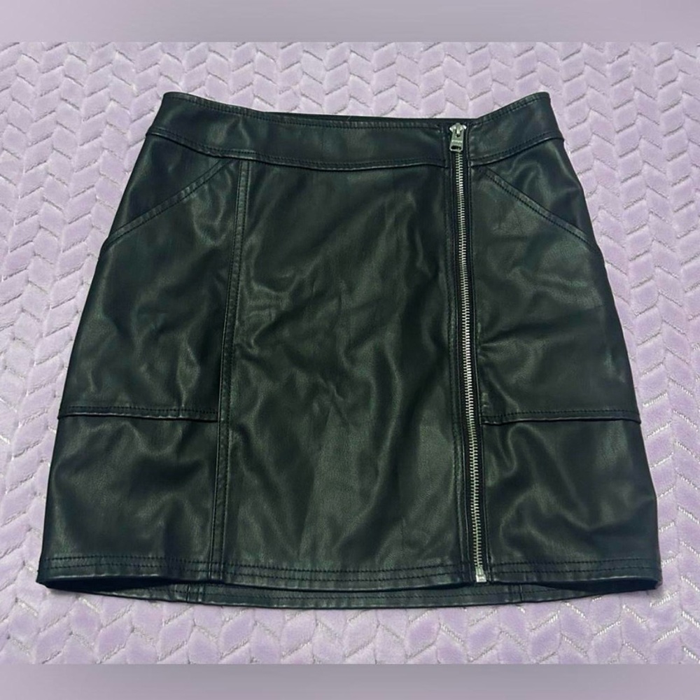 Express Black Faux Leather MIDI Skirt